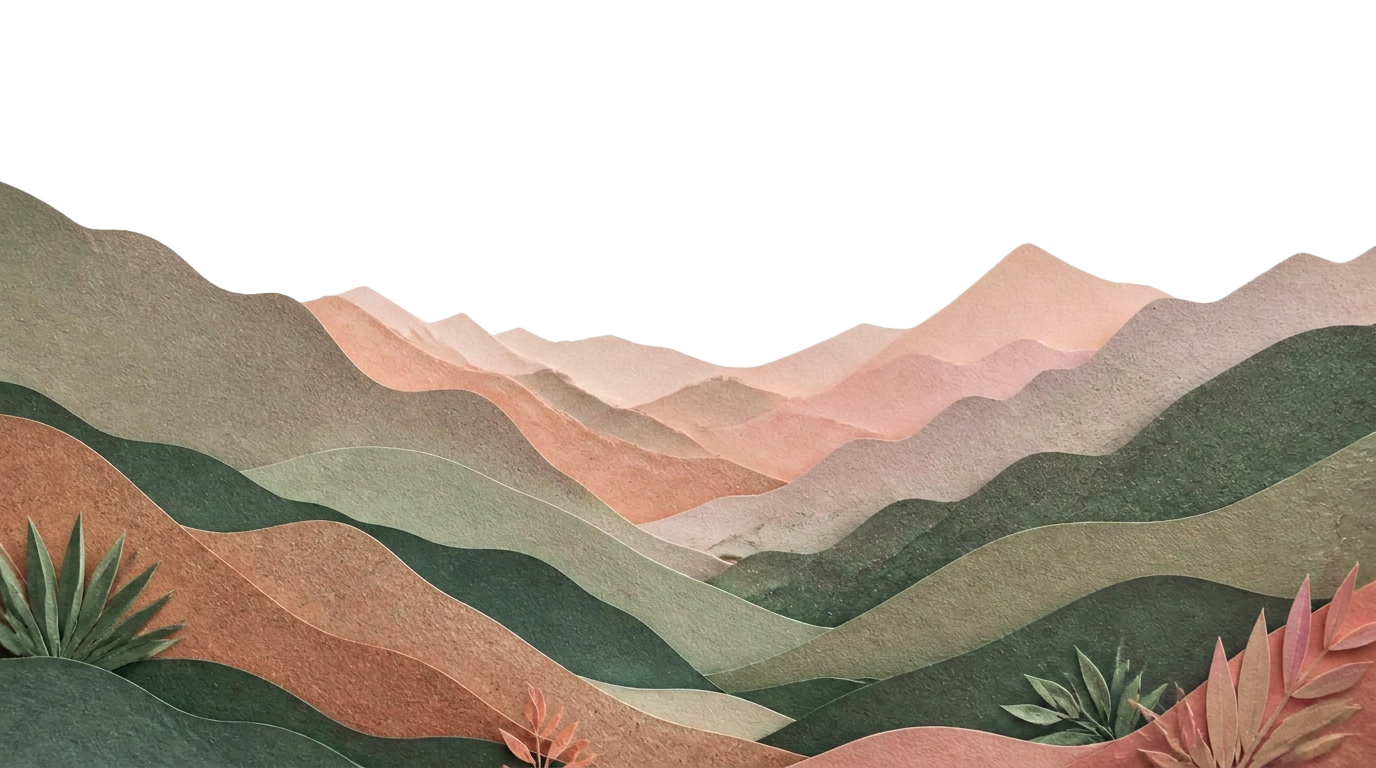 Paisagem paper-craft de montanhas em camadas