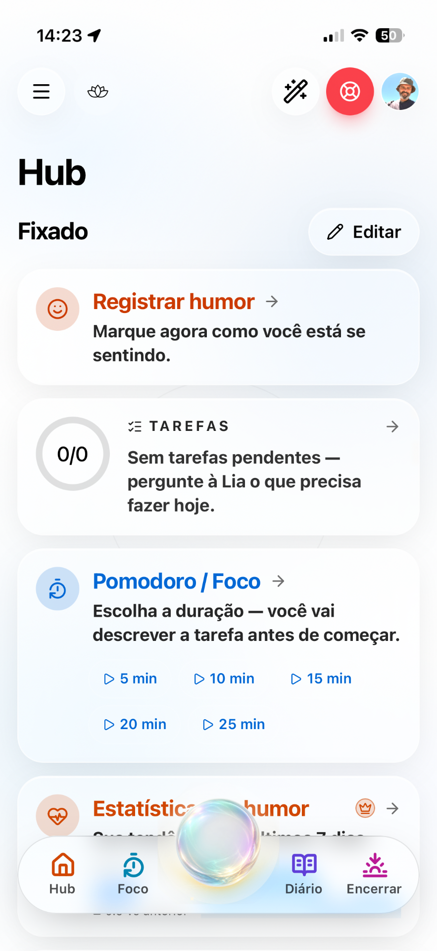 Tela do Hub